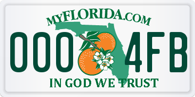 FL license plate 0004FB
