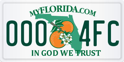FL license plate 0004FC