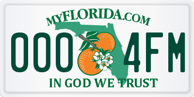 FL license plate 0004FM
