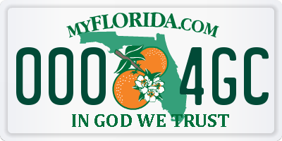 FL license plate 0004GC
