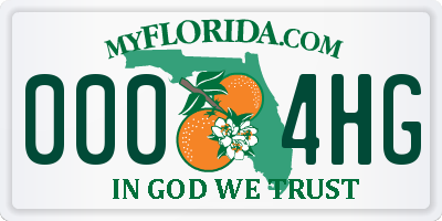FL license plate 0004HG