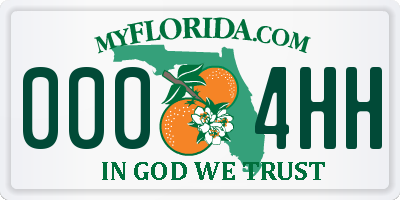 FL license plate 0004HH