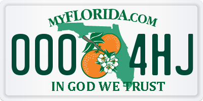 FL license plate 0004HJ