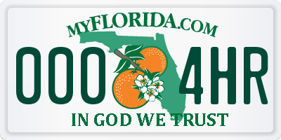 FL license plate 0004HR