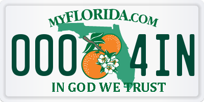FL license plate 0004IN