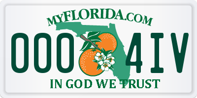 FL license plate 0004IV