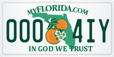 FL license plate 0004IY