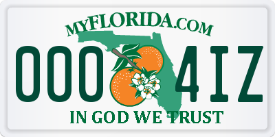 FL license plate 0004IZ