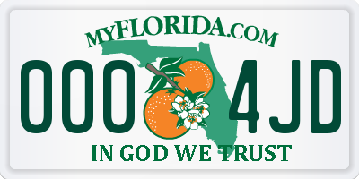FL license plate 0004JD
