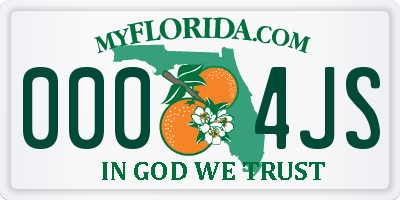 FL license plate 0004JS
