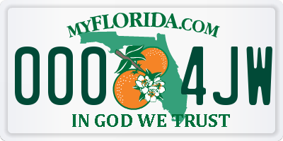FL license plate 0004JW