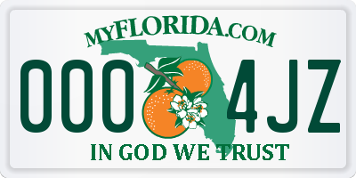 FL license plate 0004JZ