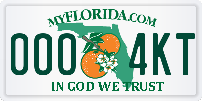 FL license plate 0004KT