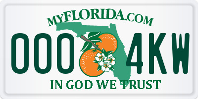 FL license plate 0004KW