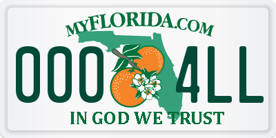 FL license plate 0004LL