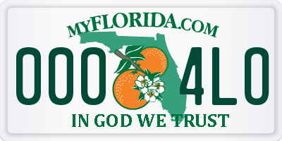 FL license plate 0004LO
