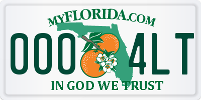 FL license plate 0004LT