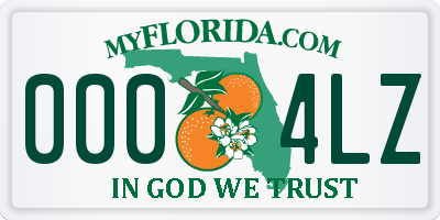 FL license plate 0004LZ