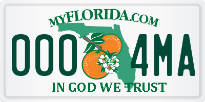 FL license plate 0004MA