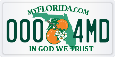 FL license plate 0004MD