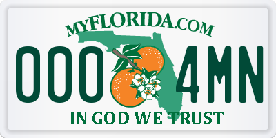 FL license plate 0004MN