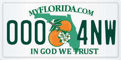 FL license plate 0004NW