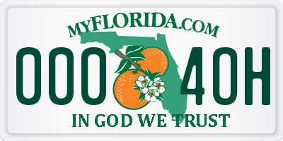 FL license plate 0004OH