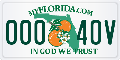 FL license plate 0004OV