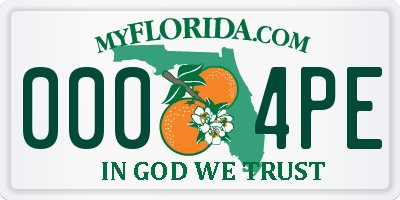 FL license plate 0004PE
