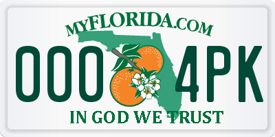 FL license plate 0004PK