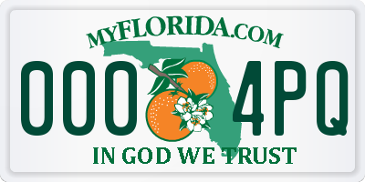 FL license plate 0004PQ