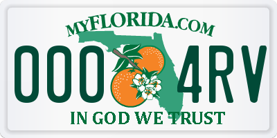 FL license plate 0004RV
