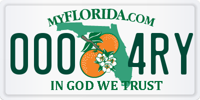 FL license plate 0004RY