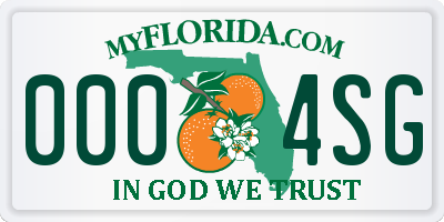 FL license plate 0004SG
