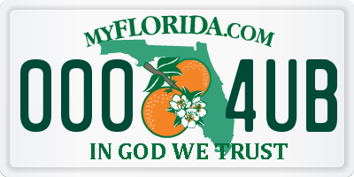 FL license plate 0004UB