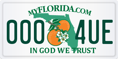FL license plate 0004UE