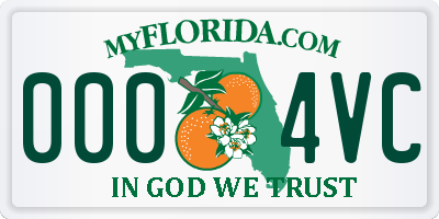 FL license plate 0004VC