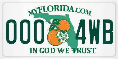 FL license plate 0004WB