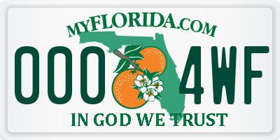 FL license plate 0004WF