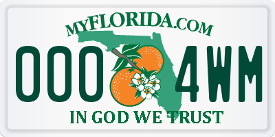 FL license plate 0004WM