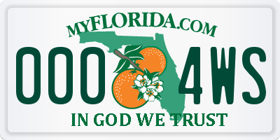 FL license plate 0004WS