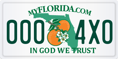 FL license plate 0004XO