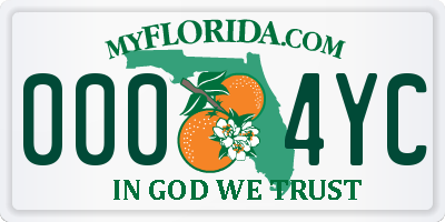 FL license plate 0004YC