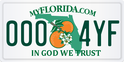 FL license plate 0004YF