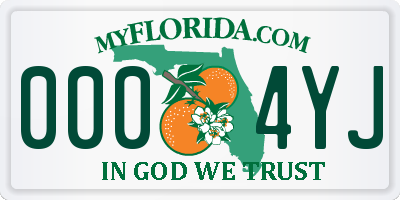 FL license plate 0004YJ