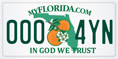 FL license plate 0004YN