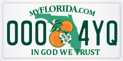 FL license plate 0004YQ