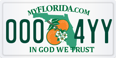 FL license plate 0004YY