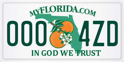 FL license plate 0004ZD