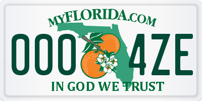FL license plate 0004ZE